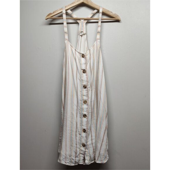O'Neill Dresses & Skirts - O'neill Mini Dress Women M Cream Blue Stripes Casual Boho Beachy Summer Vacation